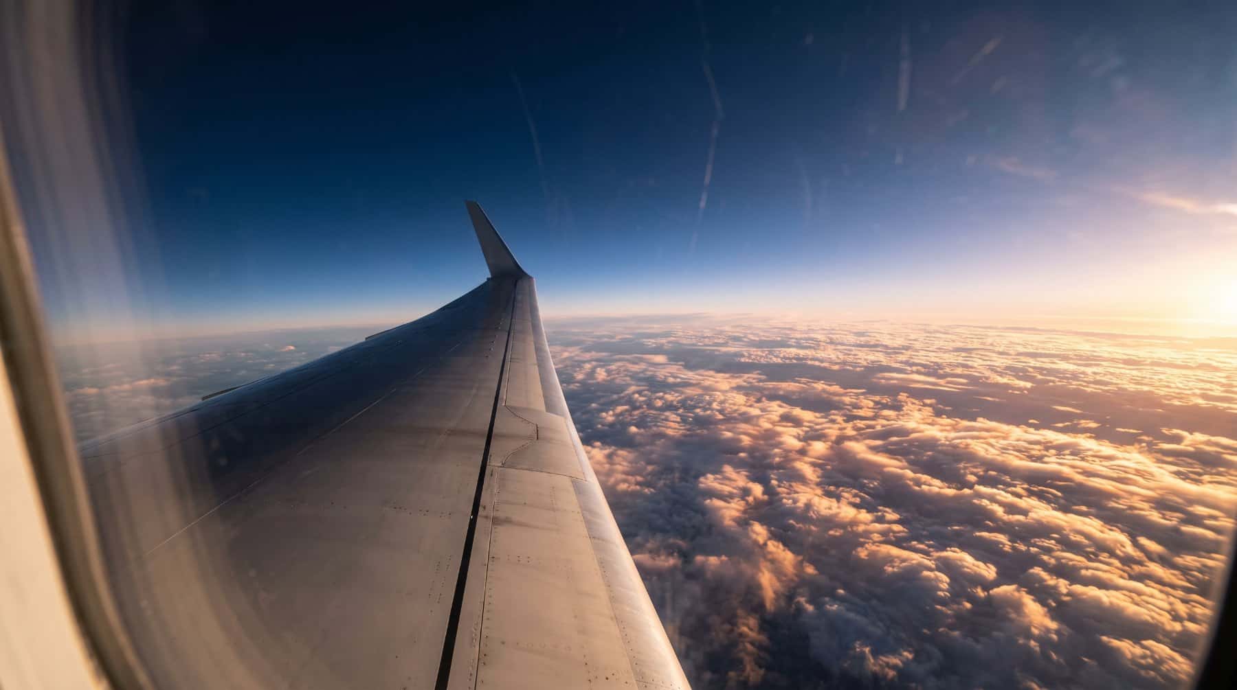 View from an airplane above the clouds